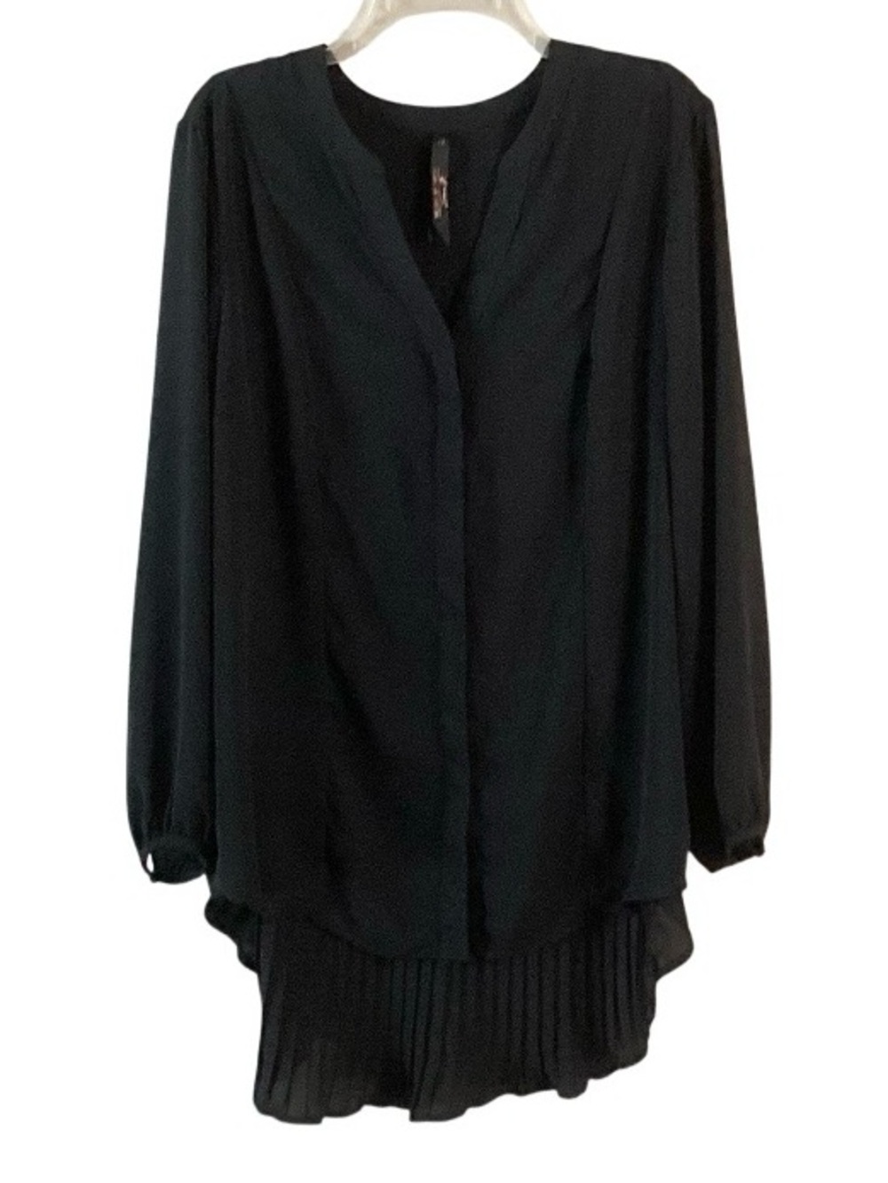 Melissa McCarthy Seven7 Collab Black Pleated Long Tunic Blouse 1X